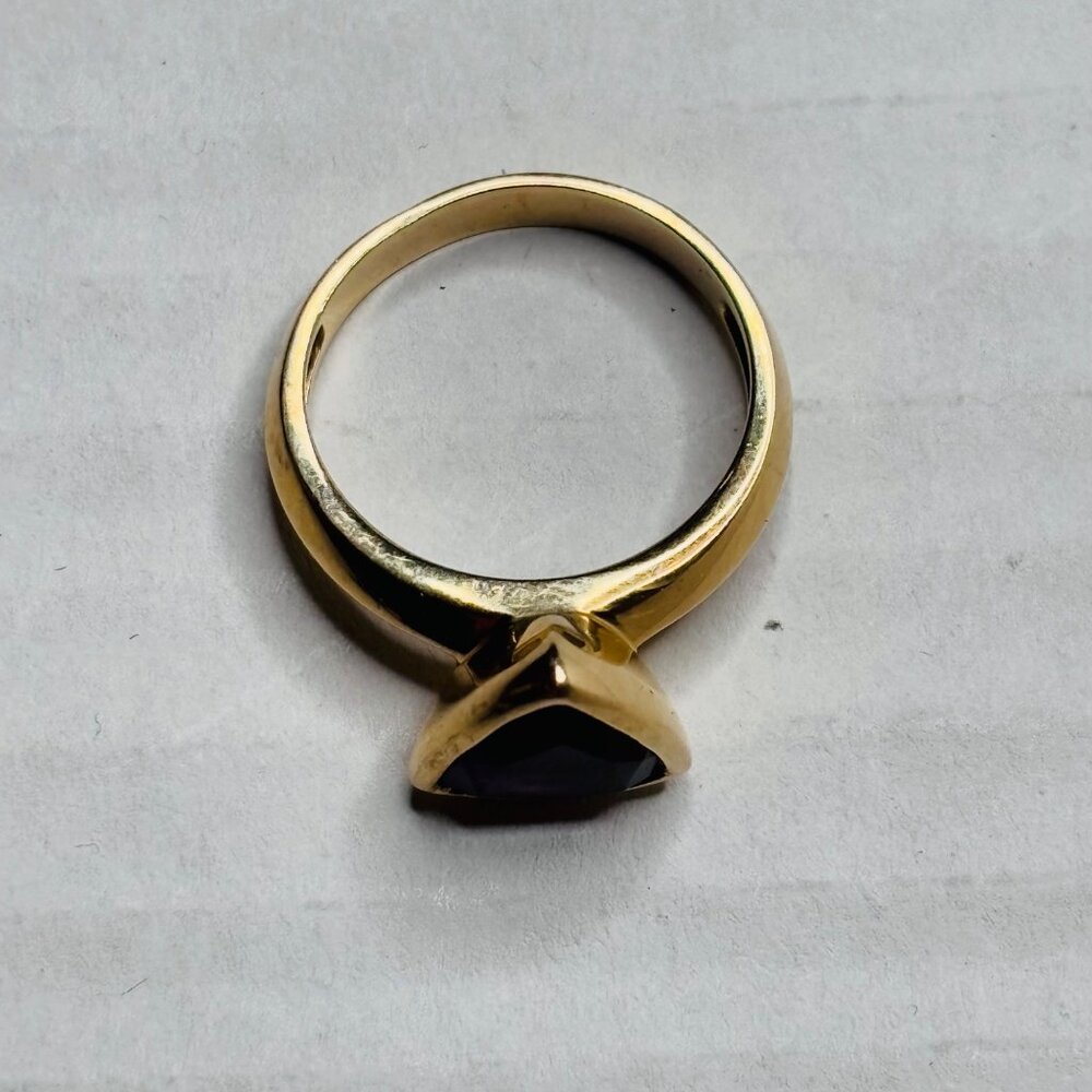 ⛔️SOLD⛔️Signed 14K FP Trillion-Cut Amethyst Triangle Ring Size 7 - Picture 7 of 10